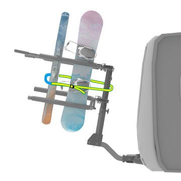 RV-rated vertical hitch - compatible with 2-inch hitch receivers, holds up to 4 pairs of skis or 2 snowboards per side