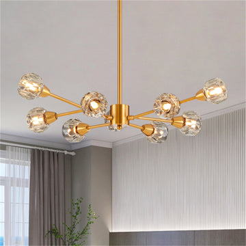 28" Modern Crystal Chandeliers, 9 Lights Chandelier, Kitchen Light Fixtures