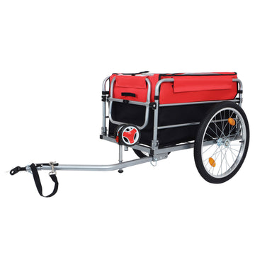 220LB Capacity Foldable Aluminum Frame Bike Cargo Trailer with Weatherproof Cover