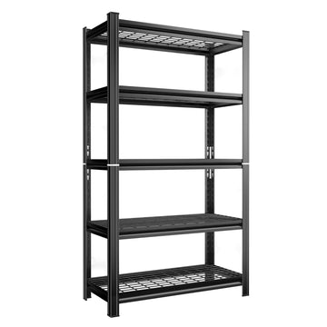 5-Tier Metal Storage Rack 2000LBS Adjustable Height Black Heavy Duty Shelving
