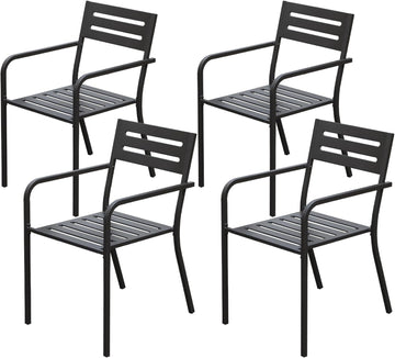 Stackable Dining Chairs with Ergonomic Armrests, Set of 4