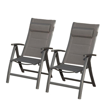 Patio Folding Chairs Set of 2 - Padded Textilene Adjustable Loungers