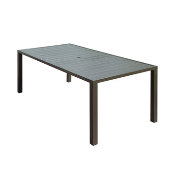 Outdoor Dining Table for 8 Person,Square Metal Patio Table with Umbrella Hole