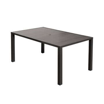 Outdoor Dining Table for 6 Person,Square Metal Patio Table with Umbrella Hole