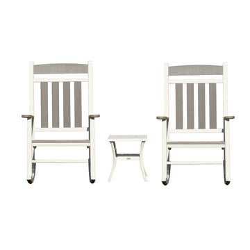 Outdoor Rocking Chairs Set of 3(2 Chairs & 1 Table)