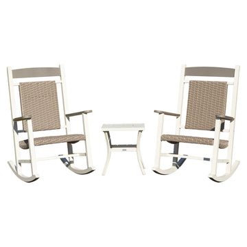 Outdoor Wicker Rocking Chairs Set of 3(2 Chairs & 1 Table)