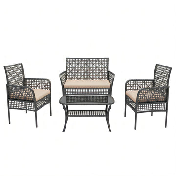 4 Pieces Outdoor Patio Furniture Set-Beige