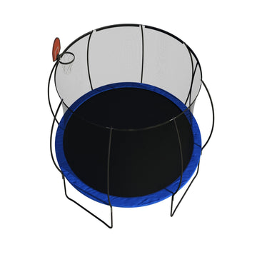 14 FT Pumpkin Trampoline, Outdoor Trampoline with Basketball Hoop, Enclosure Net and Ladder
