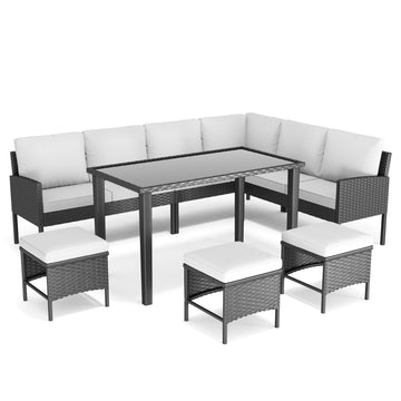 Small space patio furniture 7-piece outdoor furniture set-Gray