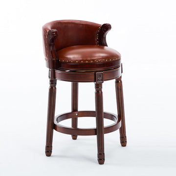 360 Degree Swivel Bar Chair with Backs, Bar Height Counter Height Wooden Bar Stools£¬Brown