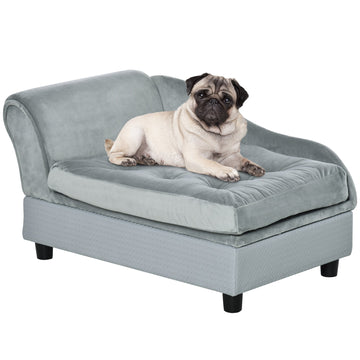 Small Dog Sofa with Hidden Storage, 3'' Plush Cushion Pet Furniture