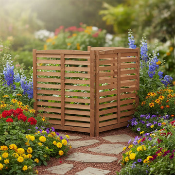 32" W x 38" H Outside Wooden Privacy Fence, Outdoor Air Conditioner Fence,Brown