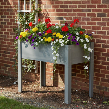 40x20x31 inch Raised Garden Bed with Legs, Elevated Wooden Planter Box for Outdoor Plants,Grey