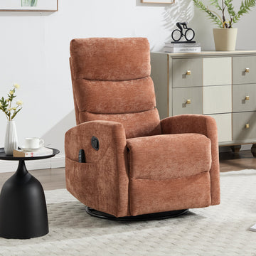 Heat Massage Manual Recliner Chair with Rocker and Swivel, Orange