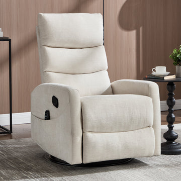 Clihome Heat Massage Chair, Manual Recliner Chair with Rocker and Swivel, Beige