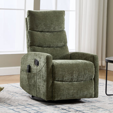 Clihome Heat Massage Chair, Manual Recliner Chair with Rocker and Swivel, Green