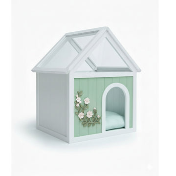 FSC Cedar Wooden Pet House with Transparent Roof for Cats & Small Dogs