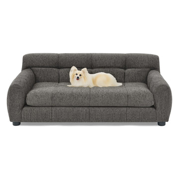Modern Linen Pet Sofa with Backrest & Armrests for Small Medium Dogs