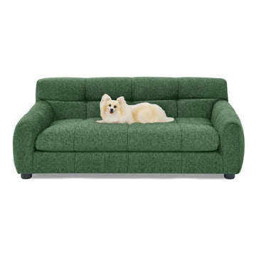 Modern Linen Pet Sofa with Backrest & Armrests for Small Medium Dogs
