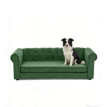 Elevated Linen Dog Sofa for Large Dogs, Elegant Pet Bed Furniture