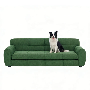 Elevated Linen Dog Sofa with Armrest & Backrest for Large Dogs