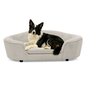 Oversized Oval Semi-Enclosed Dog Sofa with Tufted Backrest