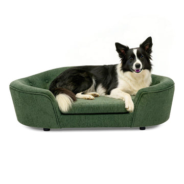 Oversized Oval Semi-Enclosed Dog Sofa with Tufted Backrest