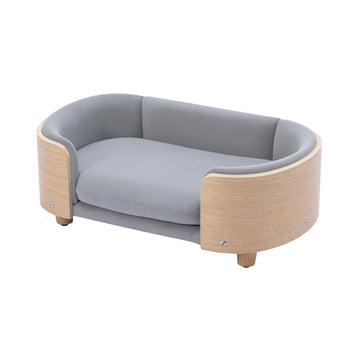 Scandinavian Elevated Pet Sofa with Solid Wood Legs for Small Dogs