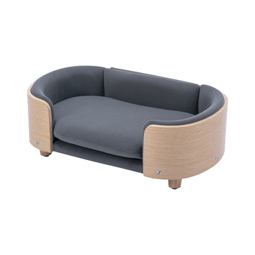 Scandinavian Elevated Pet Sofa with Solid Wood Legs for Small Dogs
