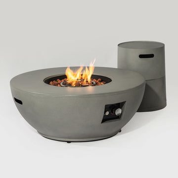 2-Piece 36" Propane Gas Fire Pit Table , 50000 BTU Round Steel Fire Pit with Tank Holder
