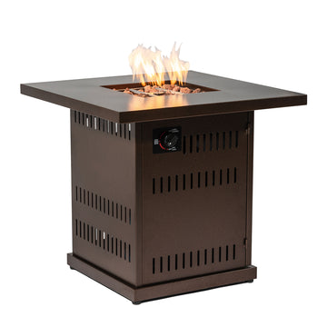 28" Propane Gas Fire Pit Table, 50000 BTU Square Steel Fire Pit
