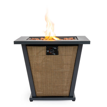 28" Propane Gas Fire Pit Table, 50000 BTU Square Steel Fire Pit