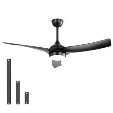52 Inch Modern Ceiling Fan with 18W LED Light and Remote Control 3 ABS Blades DC Motor for Bedroom