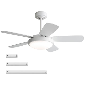 42 Inch Ceiling Fan with 22W LED Light and Remote Control MDF Blades Reversible DC Motor