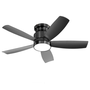 42 Inch Flush Mount Ceiling Fans with LED Light 22W and Remote Control 5 ABS Fan Blades