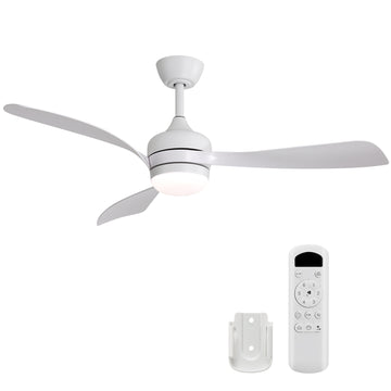 52 Inch Dimmable Ceiling Fan With Reversible DC Motor and 18W LED Light Remote Control