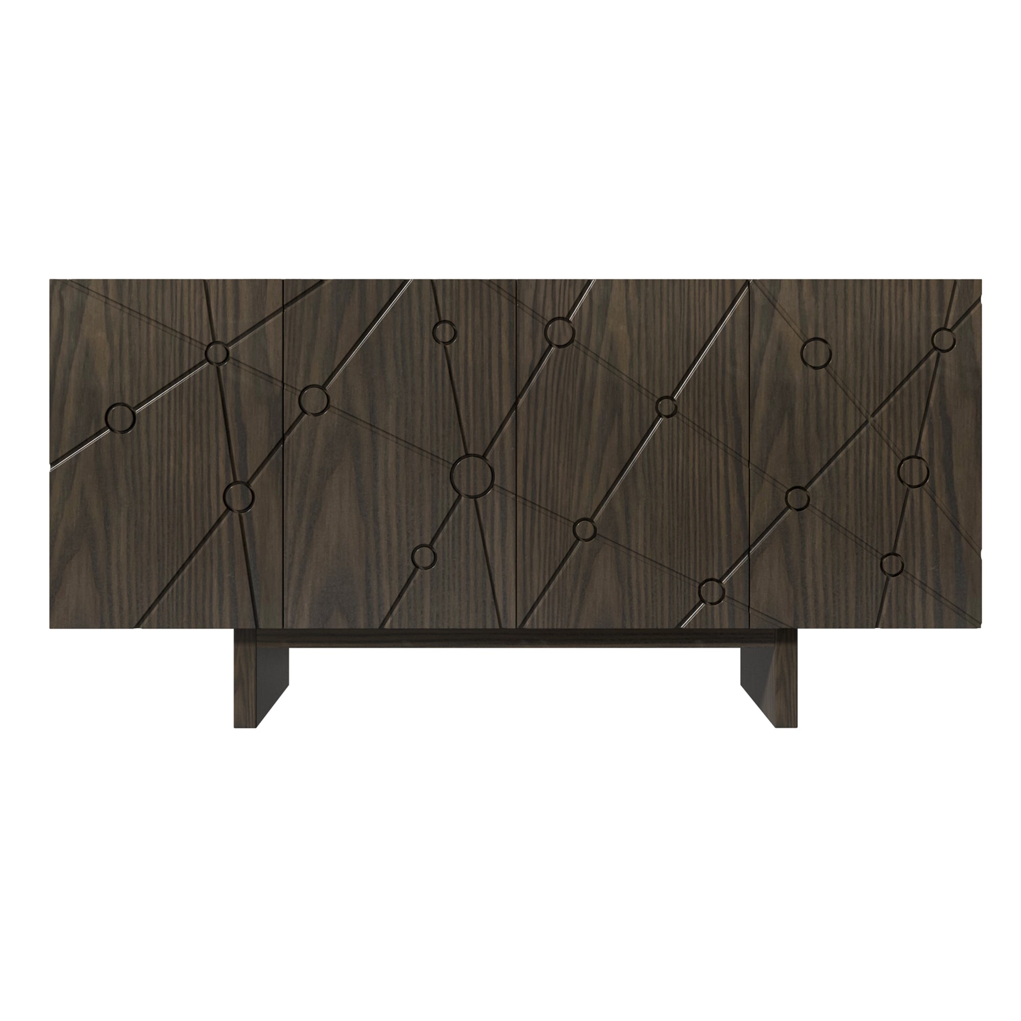 Clihome 63"Sideboard Buffet Cabinet with Adjustable Shelf,Brown Bead
