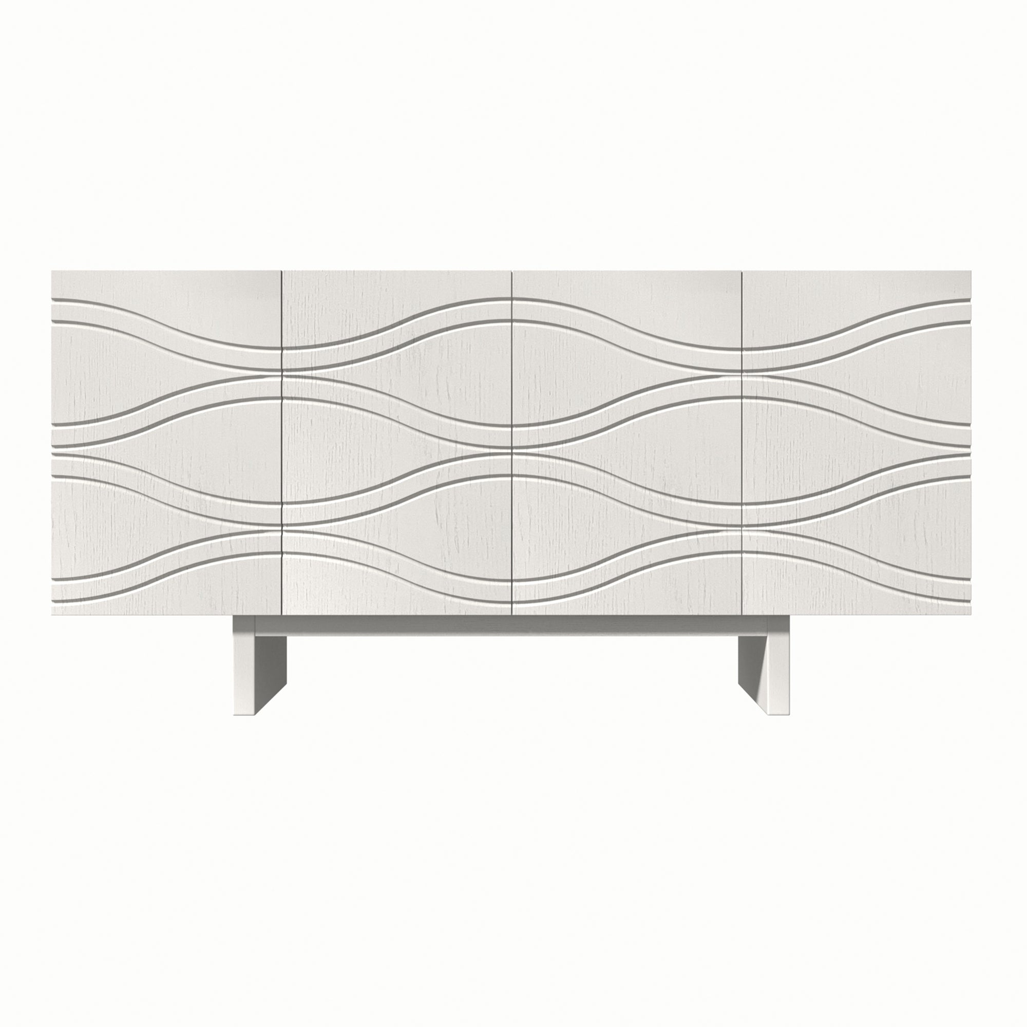 Clihome 63"Sideboard Buffet Cabinet,4 Door Console Cabinet with Adjustable Shelf,Cream Wave