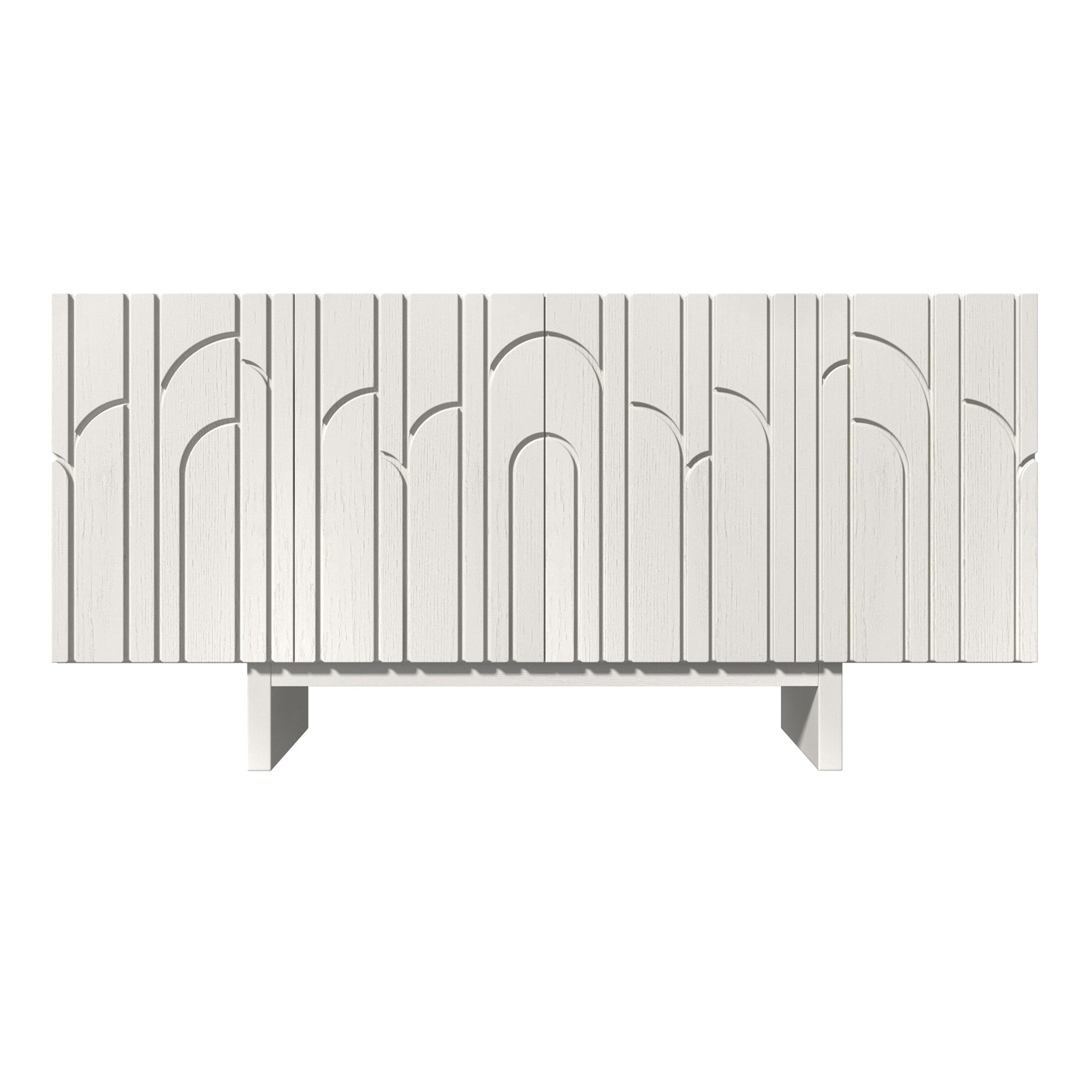 Clihome 63"Sideboard Buffet Cabinet with Adjustable Shelf,Cream Arc