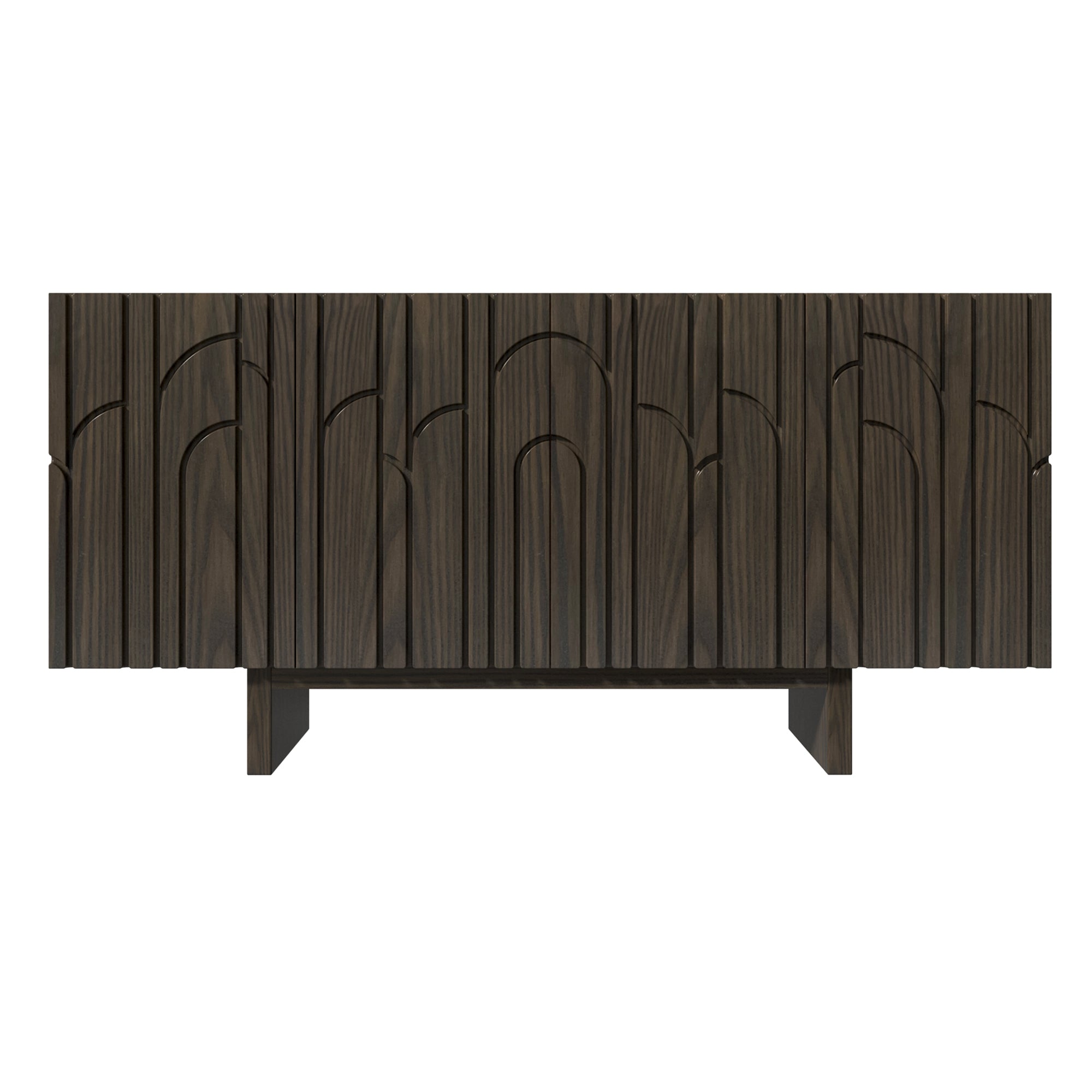 Clihome 63"Sideboard Buffet Cabinet with Adjustable Shelf,Brown Arc