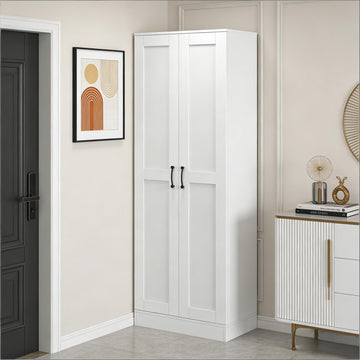 White Freestanding Storage Cabinet Kitchen Cabinet with Adjustable Shelves