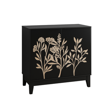 31.5 Inch Vintage Carved Buffet Cabinet, Decorative Sideboard Cabinet with 2 Doors and Adjustable Shelves, Wooden Decorative Cabinet with Storage Space for Living Room, Kitchen, Dining Room