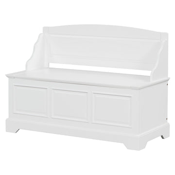 Clihome Shoe Bench, Retro Shoe Storage Bench with Safe Soft-Close Devices, Storage Chest with Hidden Storage and Cushion for Entryway, Hallway, Living Room (White)