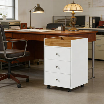 3-Drawer Mobile File Cabinet, Under Desk Office Storage Cabinet with Removable Tray&Wheels