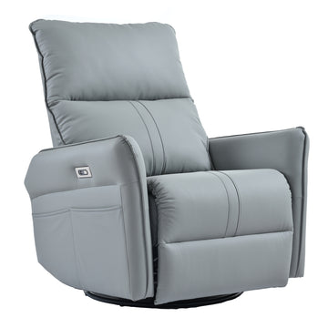 Power Swivel Rocker Recliner Chair for Adults, 270° Swivel Rocking Recliner Chair,Electric Small Recliners for Small Spaces, Single Sofa Recliner for Living Room, Bedroom,RV (Blue Gray/Black+270° Swivel)