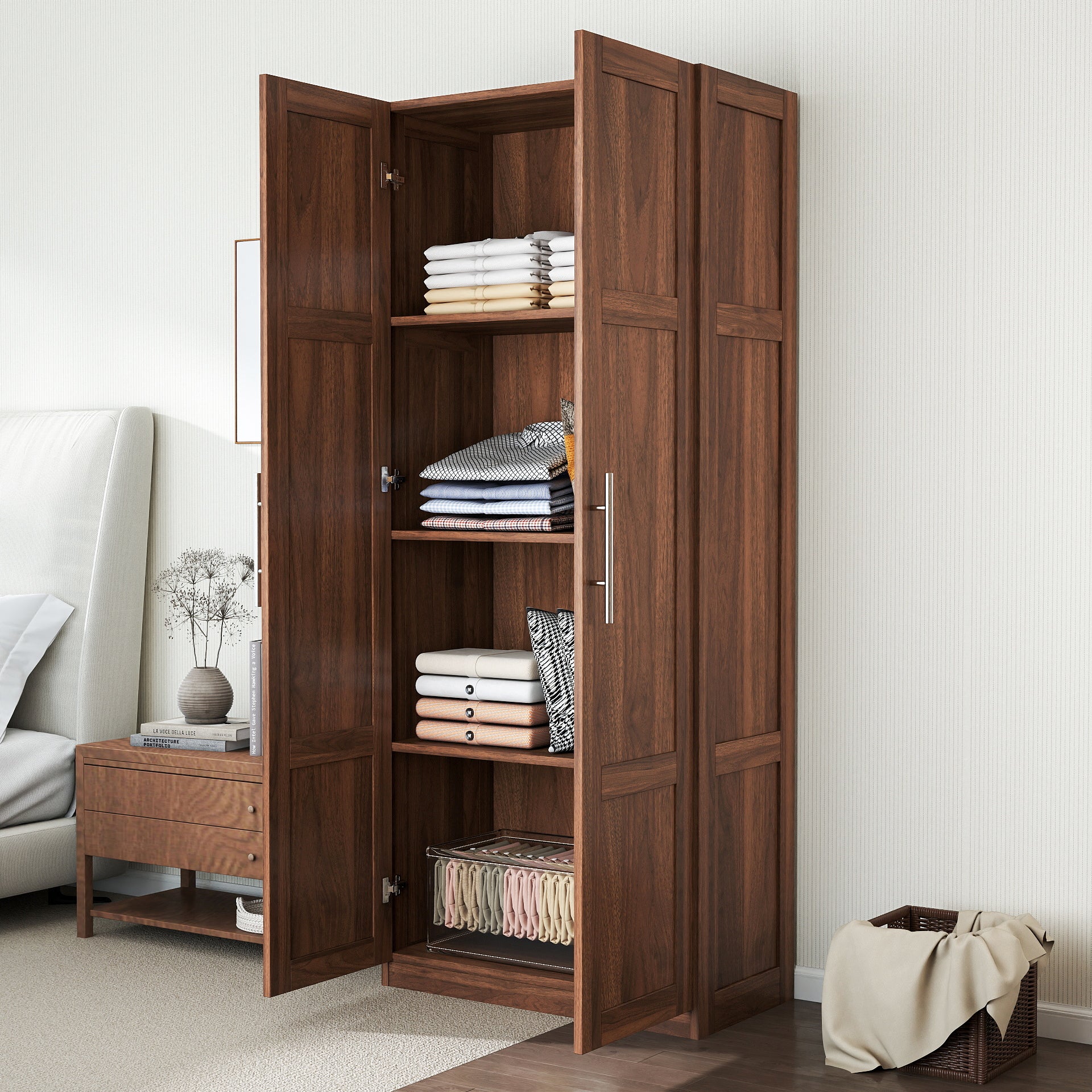 Pantry Cabinet, Kitchen Pantry Storage Cabinets with 2 Door and 3 Shelves, Pantry Storage Cabinet, Cupboard for Kitchen, Dining Room and Living Room