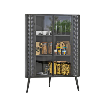 Modern 3-Tier Corner Storage Cabinet with Tempered Glass Doors, Removeable Shelves & Metal Frame - Freestanding Space-Saving Organizer for Bathroom, Kitchen, Bedroom, Living Room, or Small Spaces