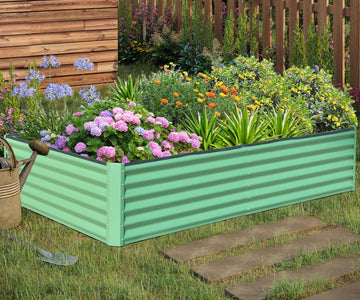 6x3x1.5ft Galvanized Raised Garden Bed, Outdoor Planter Garden Boxes Large Metal Planter Box for Gardening Vegetables Fruits Flowers, Green/Silvery/Gray