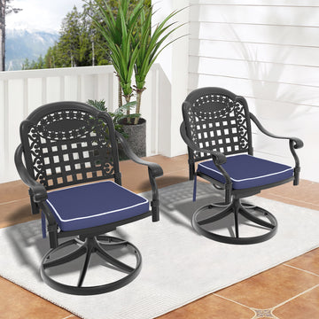 Clihome Patio Cast Aluminum Swivel Dining Chairs with Cushions, Set of 2