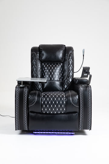 Power Zero Gravity Recliner with Multifunctional Features - Storage Armrest & Cup Holder - Laptop Table & Phone Holder- Reading Light & LED - Infinite Position Recline for Living Room & Office